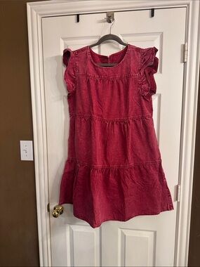 Womens Ruffled Tiered Dress - Wine Pink